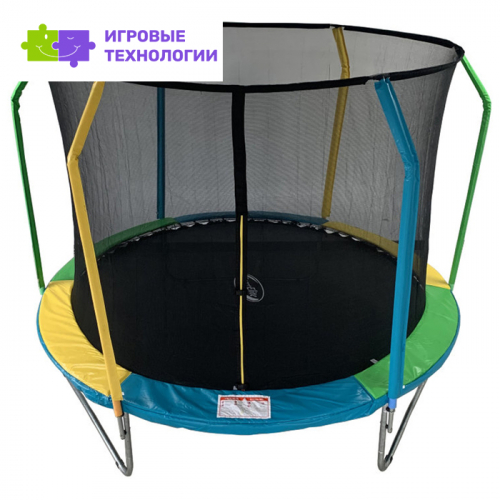 Батут SportElite, d=244 см, фиберглас, с внутренней защитной сеткой, разноцветный