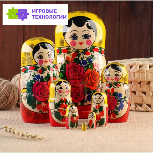 Матрёшка «Розочка», жёлтый платок, 8 кукольная, 19-22  см, ручная работа 5553853