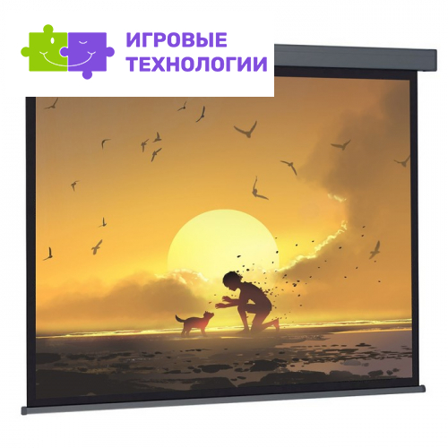 Экран Cactus CS-PSW-124×221-SG 124.5×221 см, 16:9, настенно-потолочный, рулонный, серый
