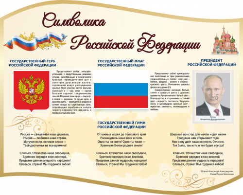 Стенд "Символика РФ", резной