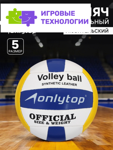 Волейбольный мяч ONLYTOP, машинная сшивка, 18 панелей, р. 5, PVC