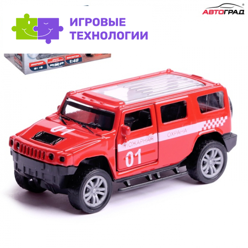 Машинка металлическая «Пожарная служба», 1:48, инерция, открываются двери, цвет красный