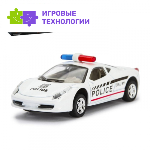 Машинка металлическая «Полиция», инерционная, свет и звук, масштаб 1:43