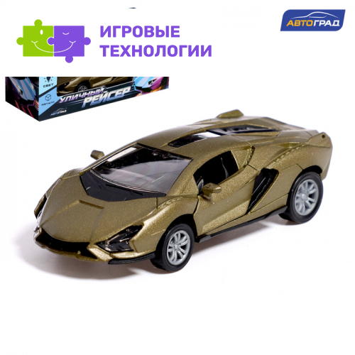 Машинка металлическая «Уличный рейсер», инерционная, 1:32, открываются двери, звуковые и световые эффекты, цвет зелёный