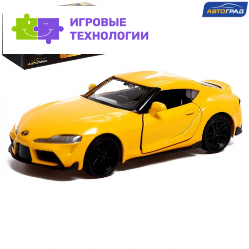 Машина металлическая TOYOTA SUPRA, 1:32, открываются двери, инерция, цвет жёлтый