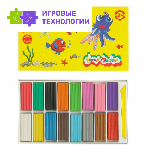 Пластилин «Каляка-Маляка», 16 цветов, 240 г, со стеком