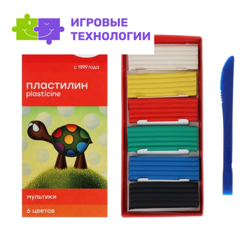 Пластилин 6 цветов 120 г, "Гамма" "Мультики", со стеком