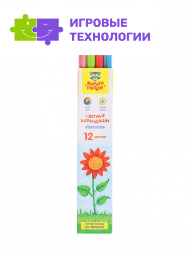 Карандаши цветные «Мульти-Пульти. Цветочек», 12 цветов, незаточенные, фигурный корпус
