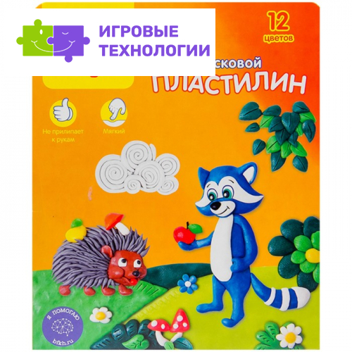 Пластилин мягкий (восковой) «Мульти-Пульти. Енот в лесу», 12 цветов, 180 г, со стеком