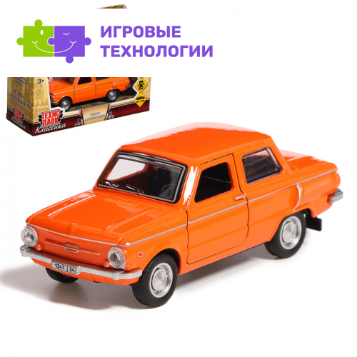 Машина металлическая «Запорожец», инерция, открываются двери, багажник, 12 см, оранжевый