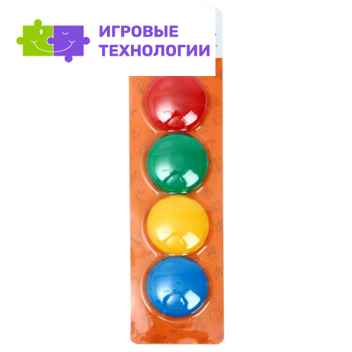 Набор магнитов для доски, 4 шт., d=4 см, на блистере, МИКС