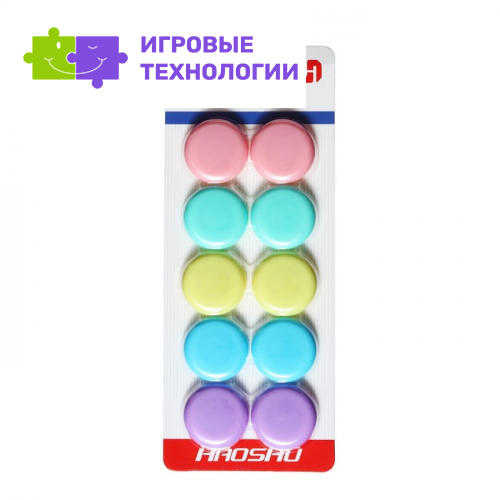 Набор магниты для доски d=3.5 см, 10 штук, на блистере, пастель