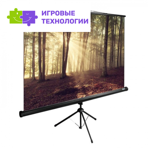 Экран TriExpert Cactus CS-PSTE-180×135-BK, напольный рулонный, 135×180 см, 4:3, чёрный