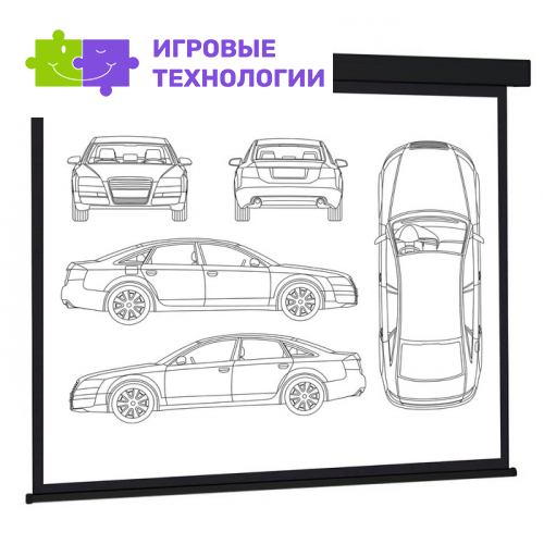 Экран Cactus CS-PSW-213×213-BK 213×213 см, 1:1, настенно-потолочный, рулонный, чёрный