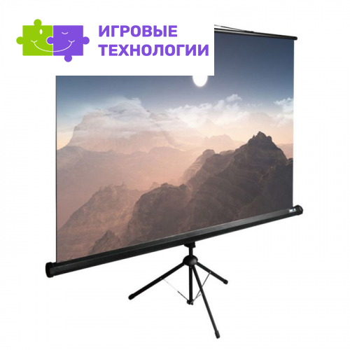 Экран Cactus CS-PSTE-180×180-BK 180×180 см, 1:1, напольный, рулонный, чёрный